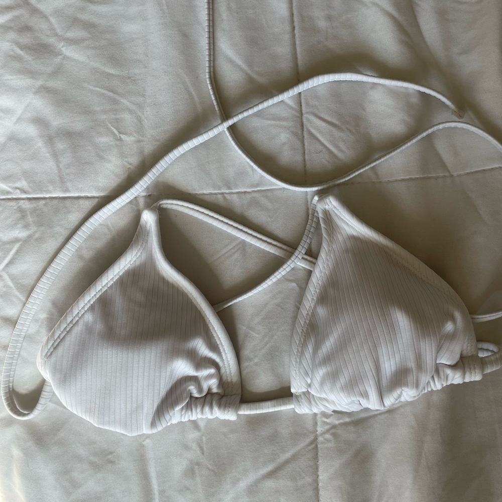 Wild Fable | White Ribbed Swim Top